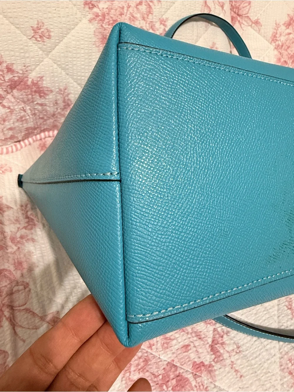 Coach Turquoise Leather Tote with Silver Hardware